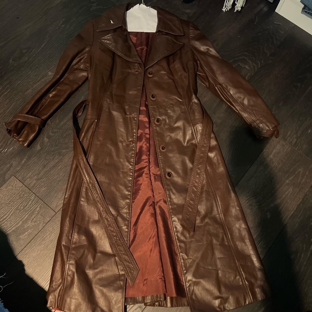 Vintage skin flair leather full length jacket